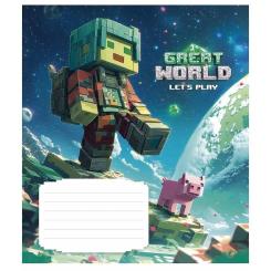 Тетрадь Школярик Great world 12 аркушів клітинка Фото 2