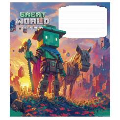 Тетрадь Школярик Great world 12 аркушів коса лінія Фото 1