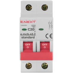 Автоматический выключатель E.NEXT 2-п e.mcb.stand. 20А C ( 4,5кА) Фото 1