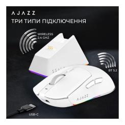 Мышка Ajazz AJ139 V2 MC Wireless/Bluetooth/USB White Фото 9