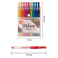 Ручка гелевая Yes набір Glitter 9 штук Фото 1