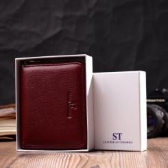 Кошелек ST Leather Из натуральной кожи Бордовый Фото 10