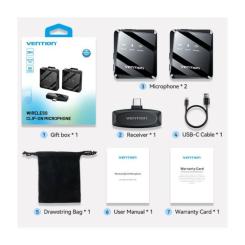 Микрофон Vention USB-C 2-Pack Wireless Lavalier Black Фото 3