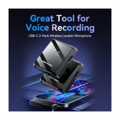 Микрофон Vention USB-C 2-Pack Wireless Lavalier Black Фото 5