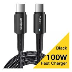 Дата кабель Essager USB-C to USB-C 3.0m 100W black Фото 1