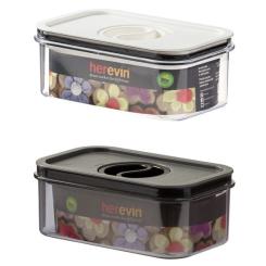Пищевой контейнер Herevin Canister-Vacuum Lid-White-Black вакумна кришка 0.6 Фото