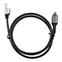 Дата кабель PowerPlant USB-C to RJ45 Ethernet 1.0m Фото 1