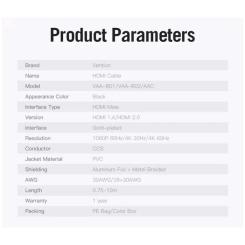 Кабель мультимедийный Vention HDMI M to HDMI M 3.0m 4K60Hz black Фото 5