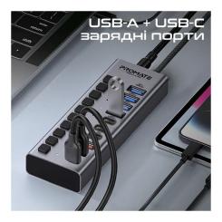 Концентратор Promate USB-C 10-in-1 5xUSB-C + 5xUSB gray Фото 2