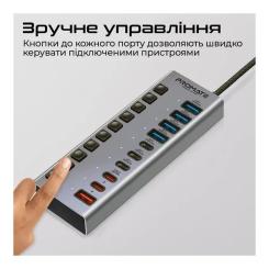 Концентратор Promate USB-C 10-in-1 5xUSB-C + 5xUSB gray Фото 3