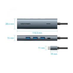Концентратор Vention USB-C to 4xUSB 3.0 + 1xUSB-C black Фото 1