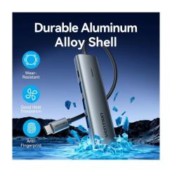 Концентратор Vention USB-C to 4xUSB 3.0 + 1xUSB-C black Фото 4