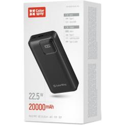 Батарея универсальная ColorWay 20 000 mAh Optimal Power PD/22.5W, QC/3.0, Black Фото 4