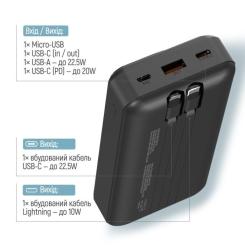 Батарея универсальная ColorWay 20 000 mAh Optimal Power PD/22.5W, QC/3.0, Black Фото 5