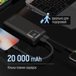 Батарея универсальная ColorWay 20 000 mAh Optimal Power PD/22.5W, QC/3.0, Black Фото 7