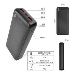 Батарея универсальная EMOS 20000mAh AlphaQ3, 22.5W, black Фото 9