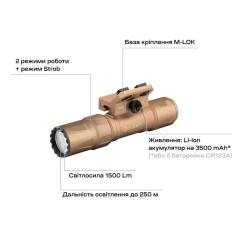 Фонарь Olight Odin S M-LOK Desert Tan Фото 5