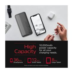 Батарея универсальная Energizer 10000mAh 15W, USB-А, 2*USB-C, Black Фото 4