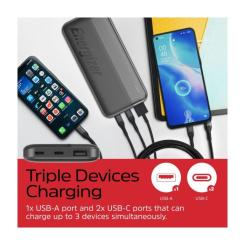 Батарея универсальная Energizer 10000mAh 15W, USB-А, 2*USB-C, Black Фото 5