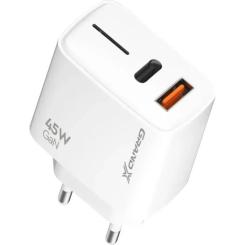 Зарядное устройство Grand-X GaN 1xUSB-C + 1xUSB QC3.0 45W white Фото 1