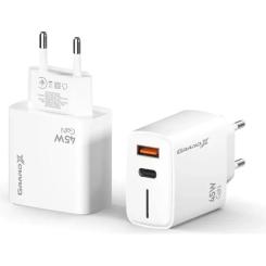 Зарядное устройство Grand-X GaN 1xUSB-C + 1xUSB QC3.0 45W white Фото 3