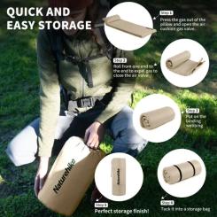 Туристический коврик Naturehike CNK2450WS020, самонадувний, 200х63х10 см, бежевий Фото 4