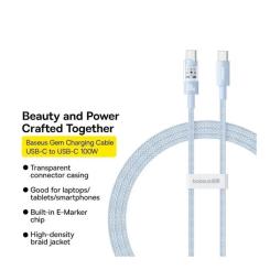 Дата кабель Baseus USB-C to USB-C 1.0m 100W blue Фото 5