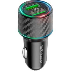 Зарядное устройство BOROFONE 2xUSB QC3.0 36W car adapter black Фото