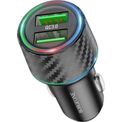Зарядное устройство BOROFONE 2xUSB QC3.0 36W car adapter black Фото 1