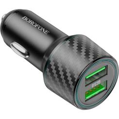 Зарядное устройство BOROFONE 2xUSB QC3.0 36W car adapter black Фото 2