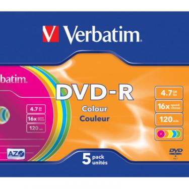 Диск DVD Verbatim 4.7Gb 16X Slim case 5 шт Color Фото 1