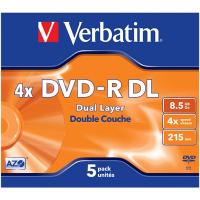 Диск DVD Verbatim 8.5Gb 4x JewelBox 5 шт Matte Silver Фото