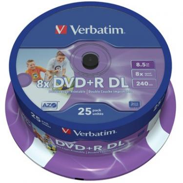 Диск DVD Verbatim 8.5Gb 8X CakeBox 25шт Printable Фото
