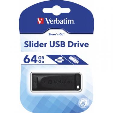 USB флеш накопитель Verbatim 64GB Slider Black USB 2.0 Фото 4