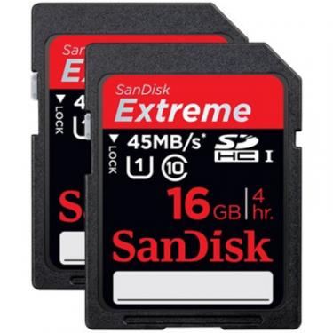 Карта памяти SanDisk 16GB SDHC Extreme Twin pack Class 10 UHS Фото