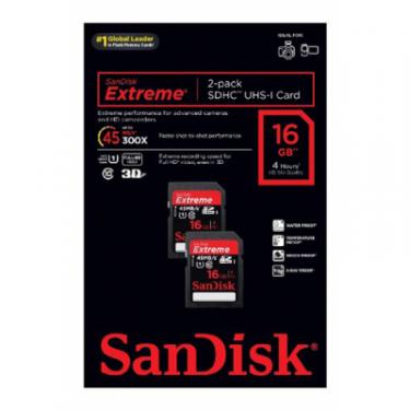 Карта памяти SanDisk 16GB SDHC Extreme Twin pack Class 10 UHS Фото 1