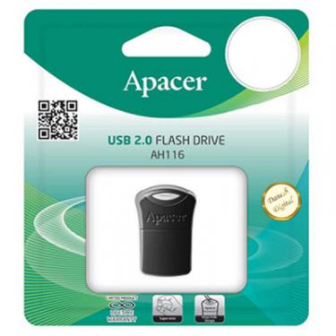 USB флеш накопитель Apacer 16GB AH116 Black USB 2.0 Фото 2