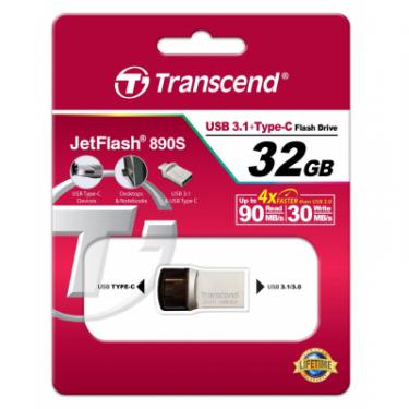 USB флеш накопитель Transcend 32GB JetFlash 890S Silver USB 3.1 Фото 3