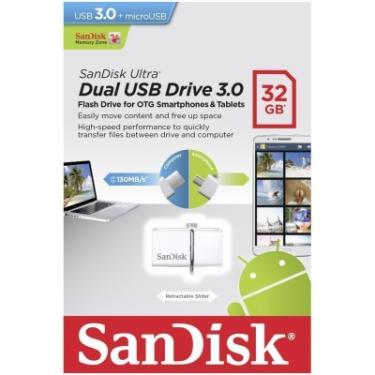 USB флеш накопитель SanDisk 32GB Ultra Dual Drive White OTG USB 3.0 Фото 7