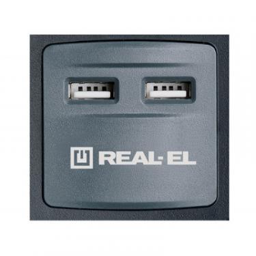 Сетевой фильтр питания REAL-EL RS-8F USB CHARGE 3m, black Фото 1