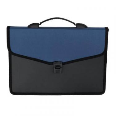 Папка - портфель Buromax 3 compartments, with a lock, blue Фото