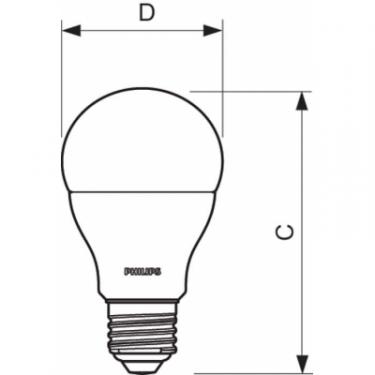 Лампочка Philips Bulb E27 6-50W 230V 6500K A60/PF Фото 1