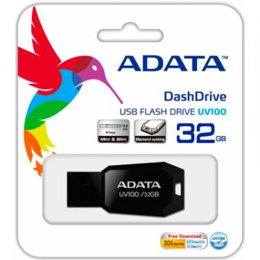 USB флеш накопитель ADATA 32GB DashDrive UV100 Black USB 2.0 Фото 3