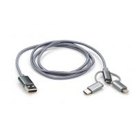 Дата кабель Vinga USB 2.0 AM to Type-C&Micro 5P&Lightning 1.0m Фото 1