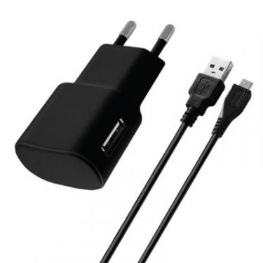 Зарядное устройство Florence USB, 1.0A + cable microUSB black Фото