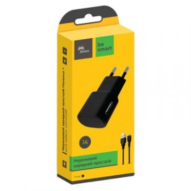 Зарядное устройство Florence USB, 1.0A + cable microUSB black Фото 1