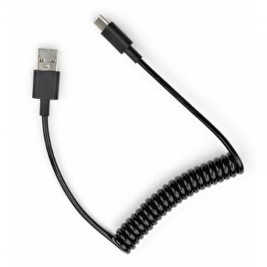 Дата кабель Vinga USB 2.0 AM to Type-C Spring 1m black Фото 1