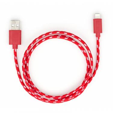 Дата кабель Vinga USB 2.0 AM to Lightning 2color nylon 1m red Фото