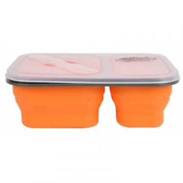 Набор туристической посуды Tramp 2 отсека силиконовый 900ml с ловилкой orange Фото