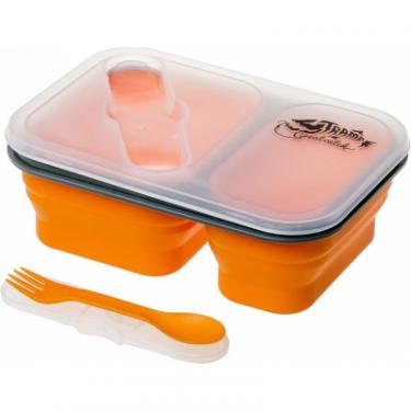 Набор туристической посуды Tramp 2 отсека силиконовый 900ml с ловилкой orange Фото 1